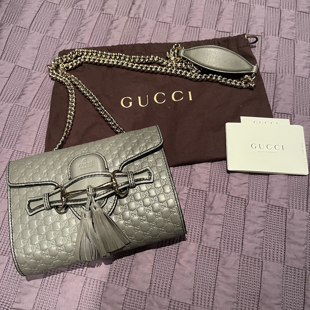 Gucci Mini Emily Guccissima Leather Crossbody Chain Bag